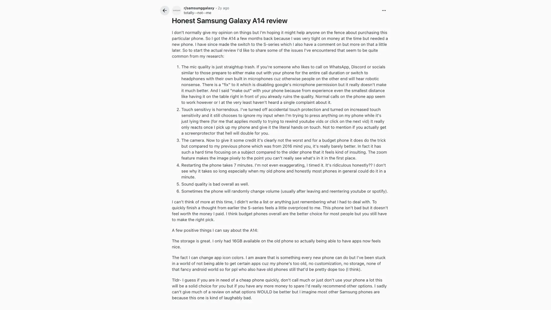 Screenshot of a Reddit post titled 