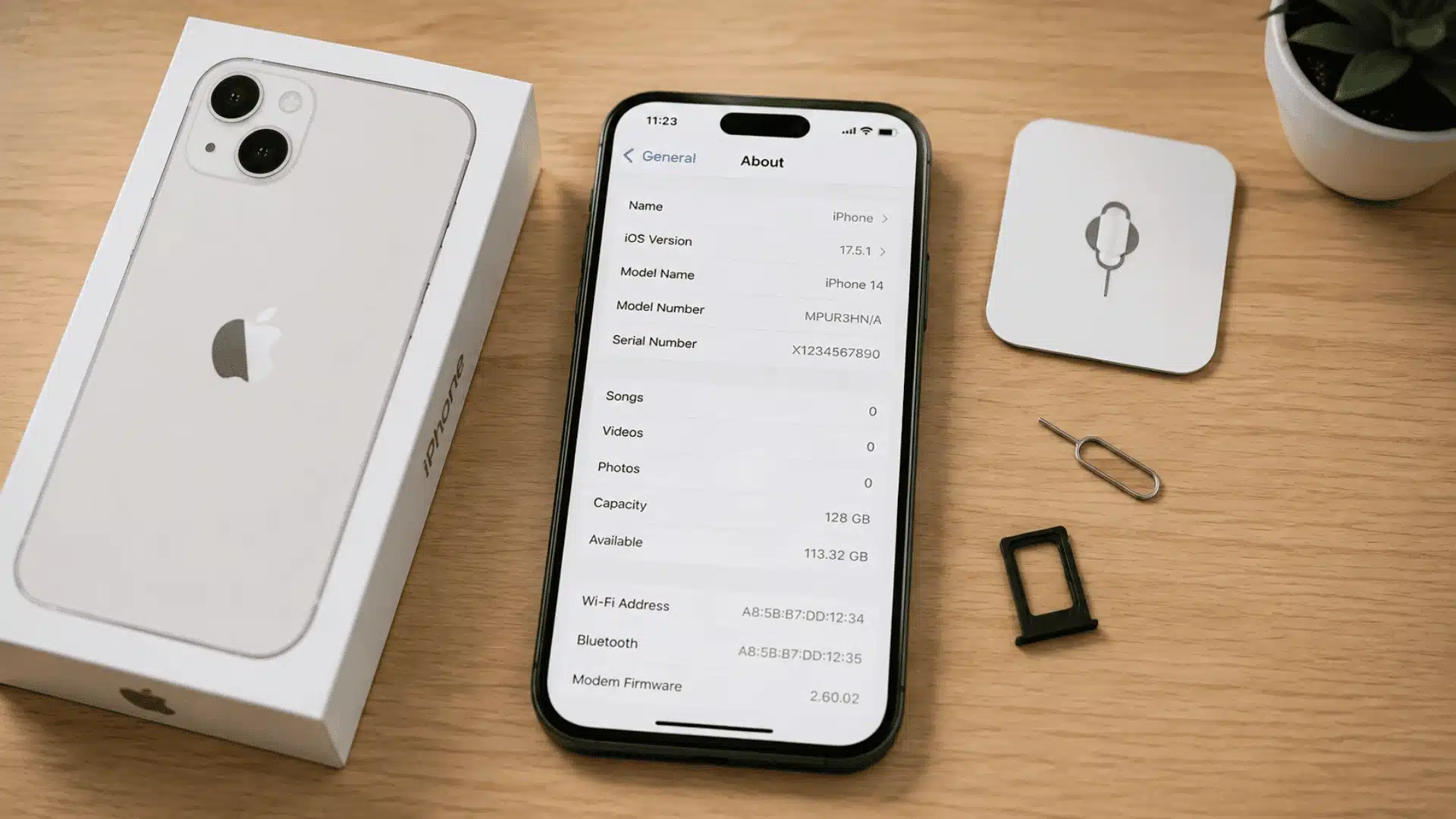 Phone with box and SIM tray used for device identification