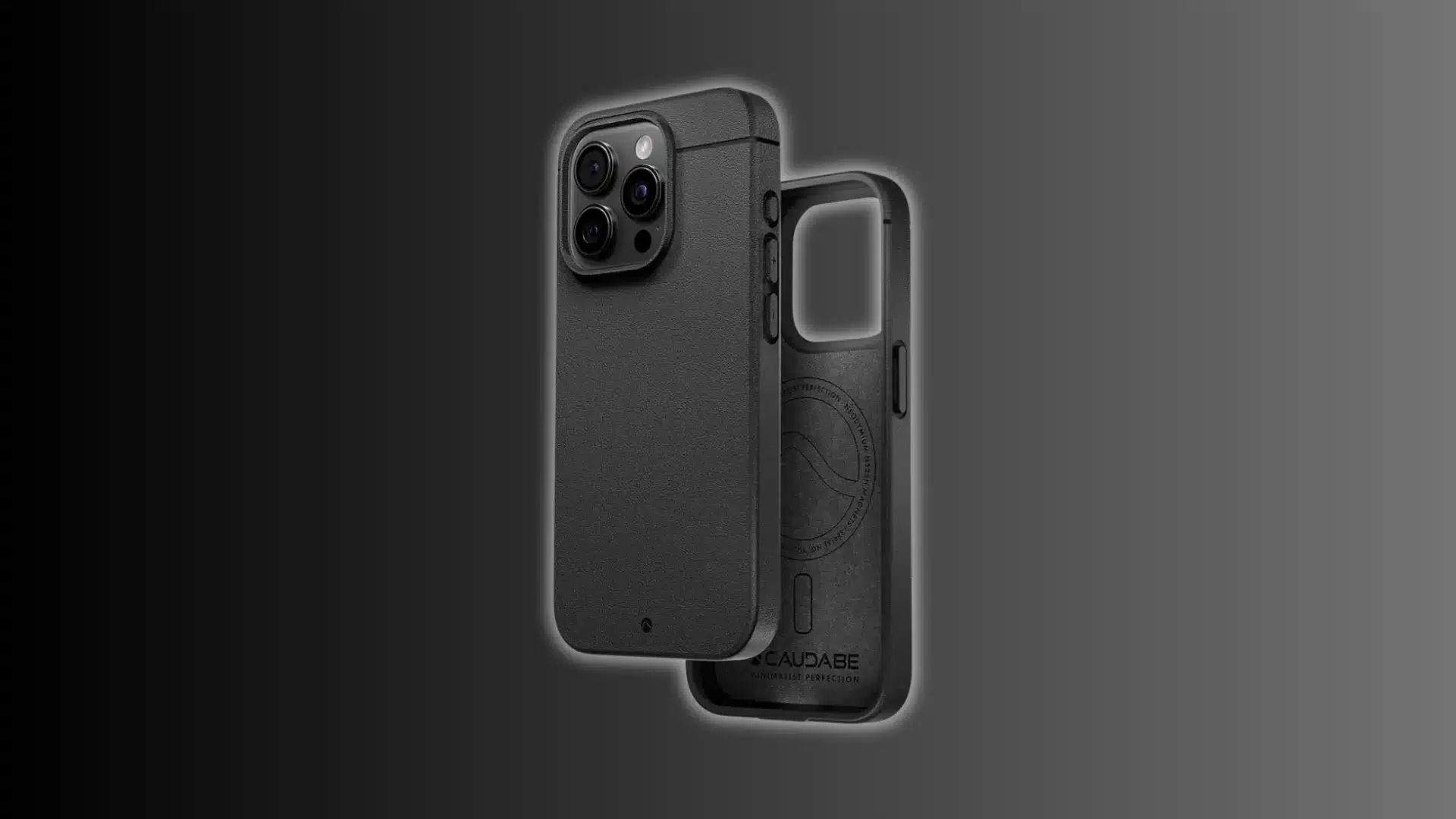 Black iPhone case with textured back and protective bumper