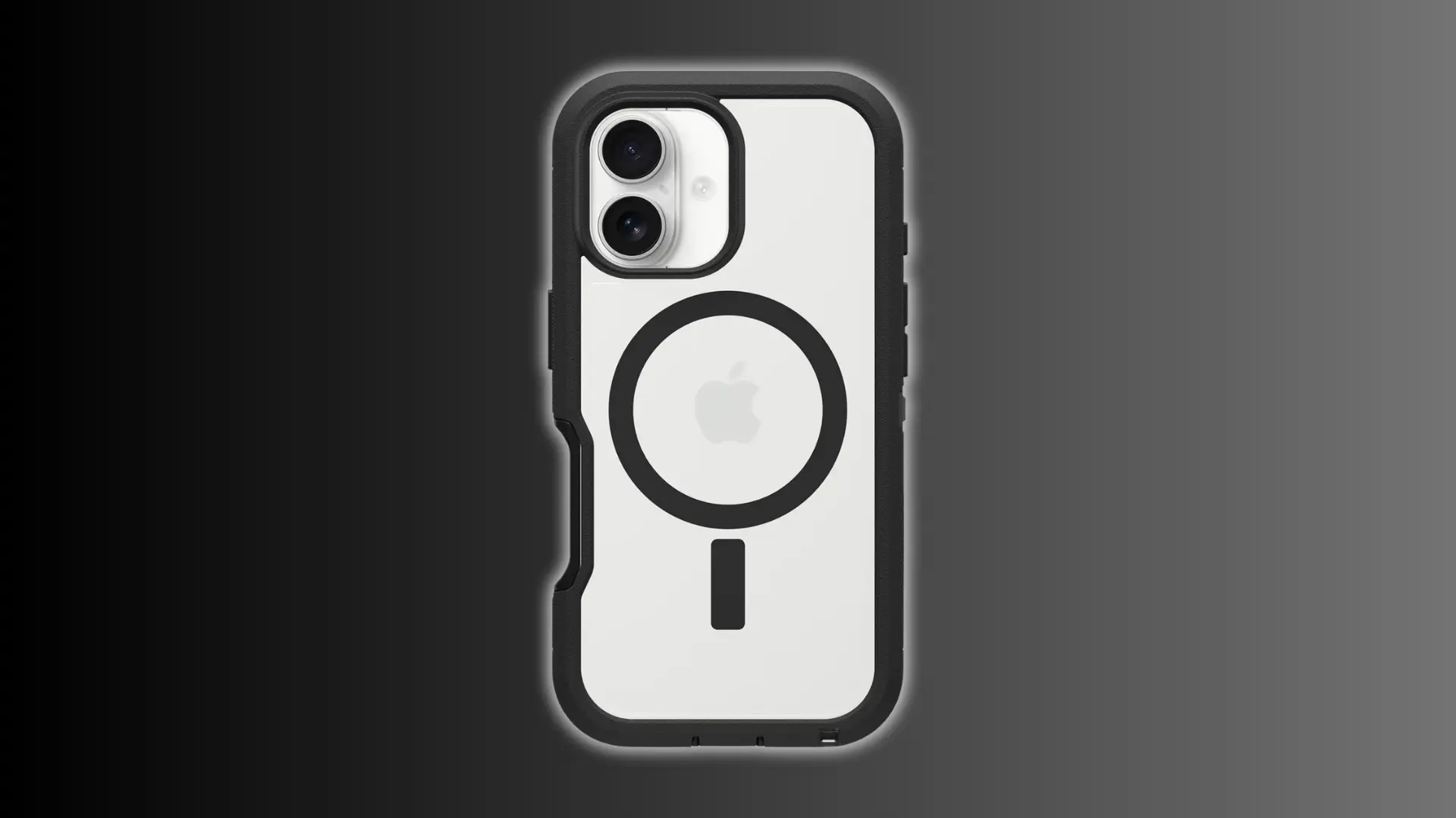 Clear iPhone case with black bumper and MagSafe ring
