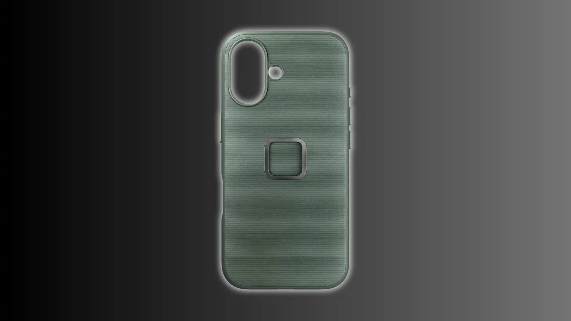Green iPhone case with textured back and MagSafe ring holder