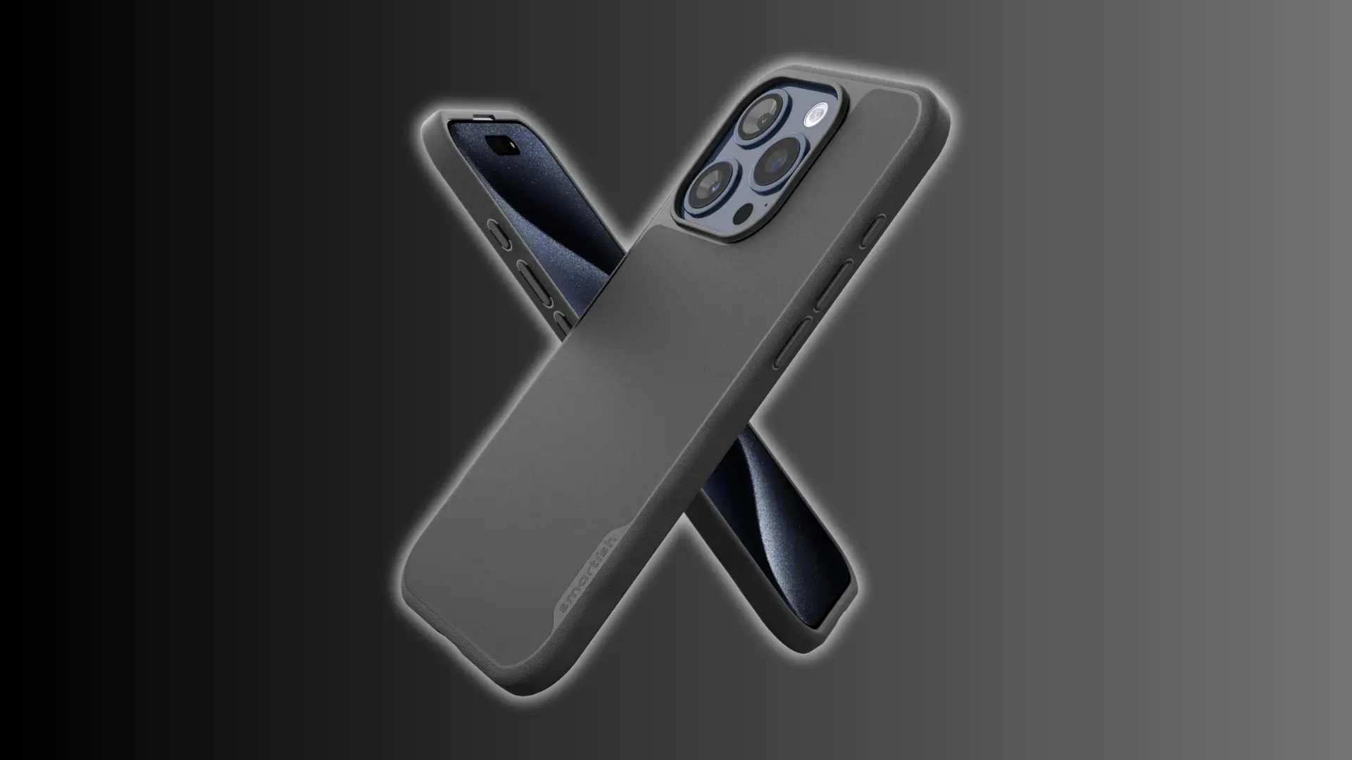 Gray iPhone 15 Pro case with slim matte finish and camera cutout
