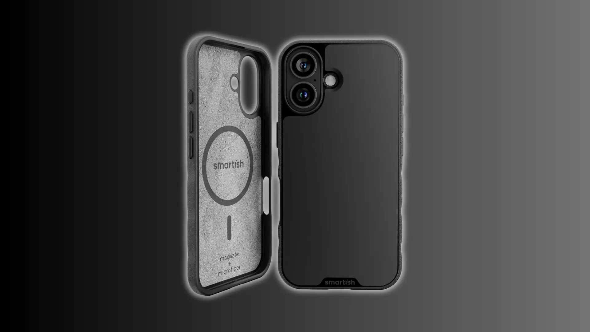 Black Smartish iPhone case with MagSafe ring and clear inner lining
