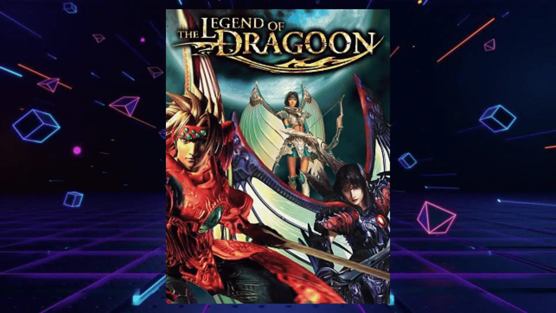 legend of dragoon ps1 box art with red armored knight winged warrior and dark haired swordsman