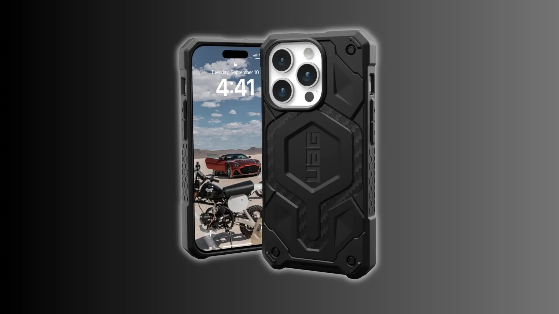 Rugged black iPhone case with protective design
